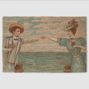 Victorian Beach Love Dressy Ocean Wedding Couple Fiber Doormat