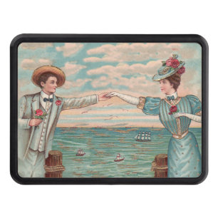 Victorian Beach Love Dressy Ocean Wedding Couple Hitch Cover