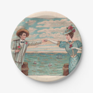 Victorian Beach Love Dressy Ocean Wedding Couple Paper Plates