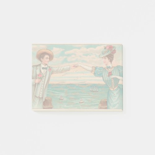 Victorian Beach Love Dressy Ocean Wedding Couple Post_it Notes