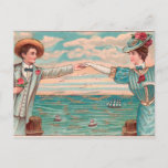 Victorian Beach Love Dressy Ocean Wedding Couple Postcard