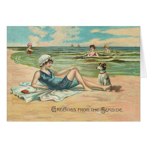 Victorian Beach Swim Girl Ocean Summer Vacation