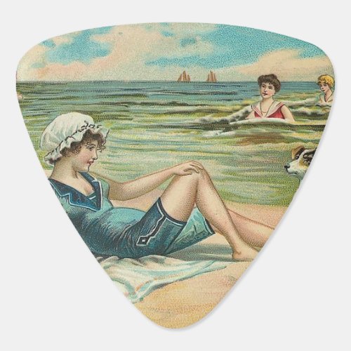 Victorian Beach Swim Girl Ocean Summer Vacation Guitar Pick