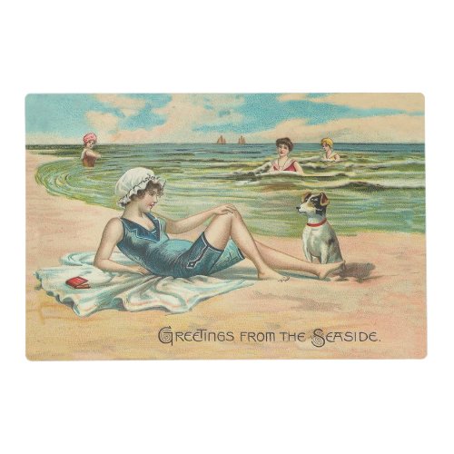 Victorian Beach Swim Girl Ocean Summer Vacation Placemat