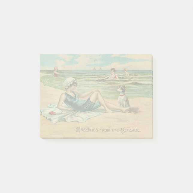Victorian Beach Swim Girl Ocean Summer Vacation Post-it Notes (Front)