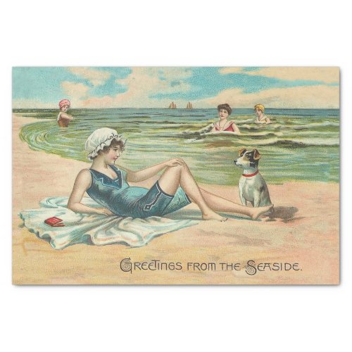Victorian Beach Swim Girl Ocean Summer Vacation Tissue Paper