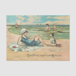 Victorian Beach Swim Girl Ocean Summer Vacation Tissue Paper