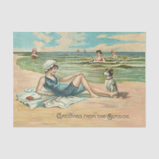 Victorian Beach Swim Girl Ocean Summer Vacation Tissue Paper