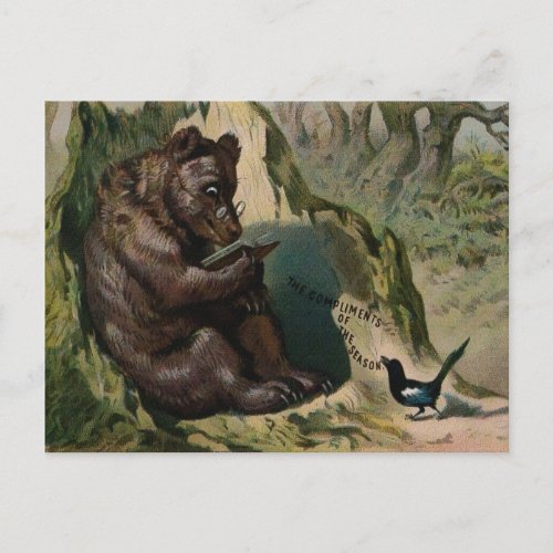 Victorian Bear Christmas Postcard