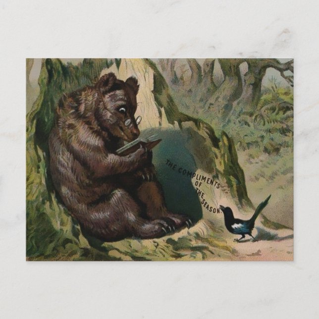 Victorian Bear Christmas Postcard (Front)