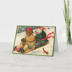 Victorian Bears Tobogganing Christmas Card