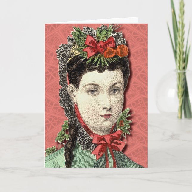 Victorian Beauty -Happy Holidays Card (Front)