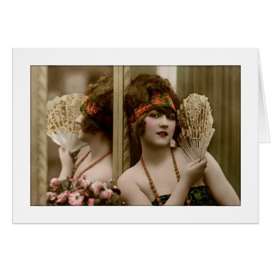 Victorian beauty with fan and reflection cards (Front Horizontal)