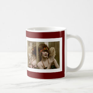 Victorian beauty with fan and reflection coffee mug