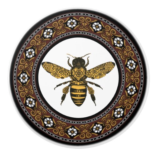 Victorian Bee Elegant Frame Ceramic Knob