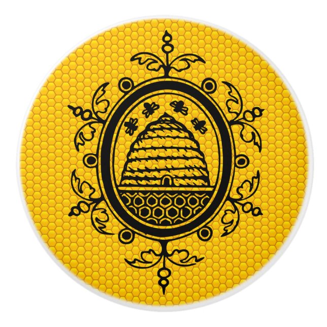 Victorian Bee Hive Ceramic Knob (Front)