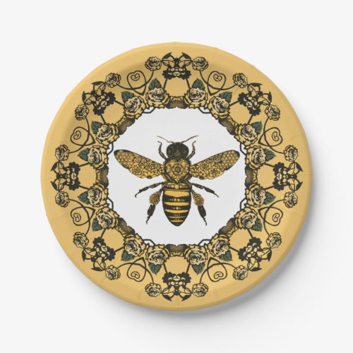 Victorian Bee Honey Label Personalize Dinner Plate