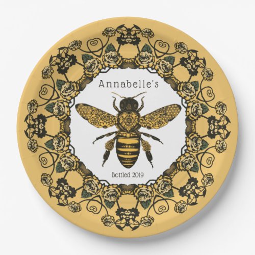 Victorian Bee Honey Label Personalize Paper Plates