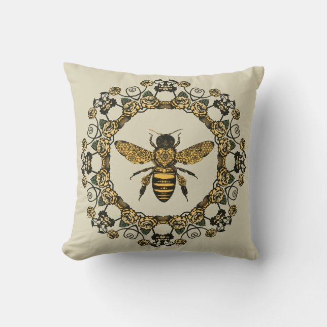 Victorian Bee Throw Pillow (Front)