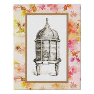 Victorian Beehive on Floral Faux Canvas Print