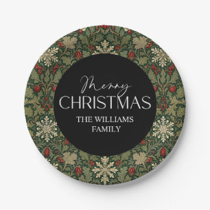 Victorian Berries Dark Botanical Gothic Christmas Paper Plates