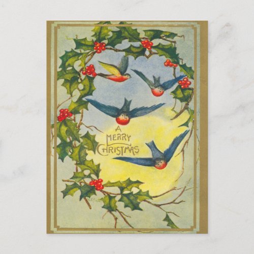 Victorian Bird Christmas Postcard