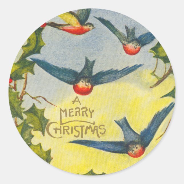 Victorian Bird Christmas Stickers (Front)
