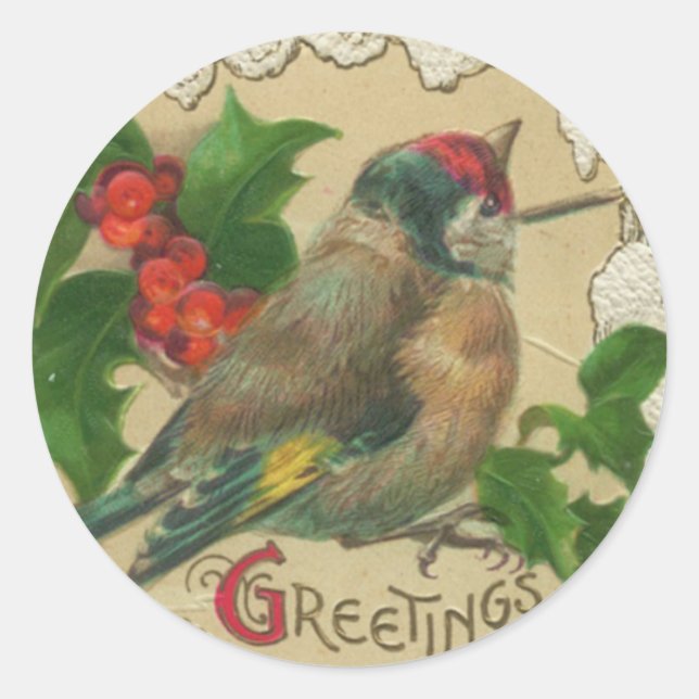 Victorian Bird Christmas Stickers (Front)