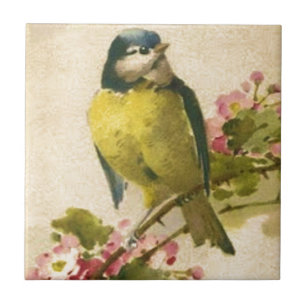 Victorian Bird Illustration Tile