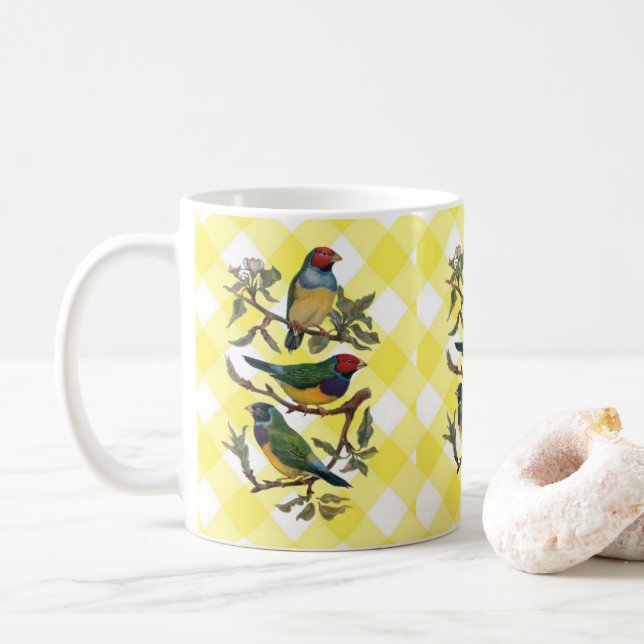 Victorian Bird Yellow Mug (With Donut)