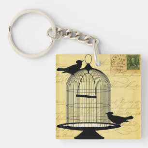 Victorian Birdcage Yellow Acrylic Keychain