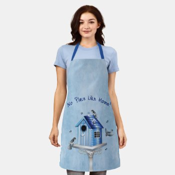 Victorian Birdhouse With Songbirds Shades Of Blue Apron by TrudyWilkerson at Zazzle