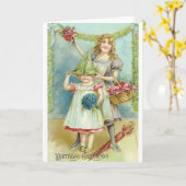 Victorian Birthday Greetings Birthday Card (Yellow Flower)