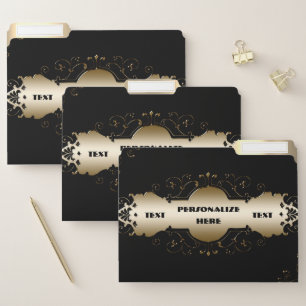 Victorian black and gold art deco elegant  file folder