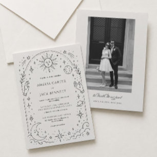 Victorian Black and Ivory Celestial Wedding Invitation