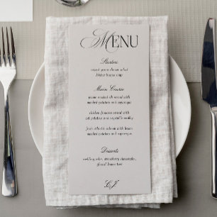 Victorian Black and Ivory Wedding Menu Card