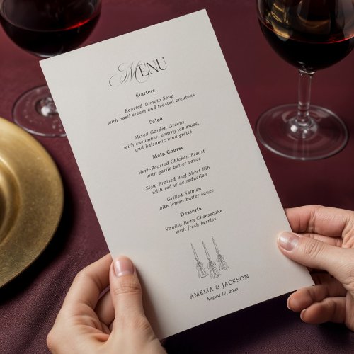 Victorian Black and Ivory Wedding Menu Card