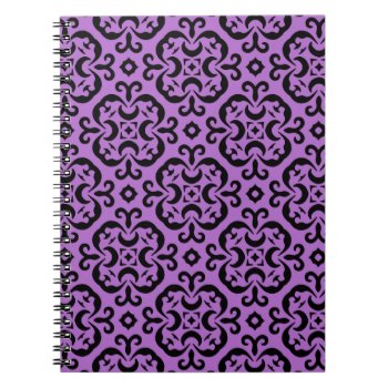 Victorian Black And Purple Kaleidoscopic Damask Notebook by TheHopefulRomantic at Zazzle