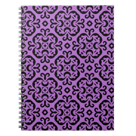 Victorian Black And Purple Kaleidoscopic Damask Notebook