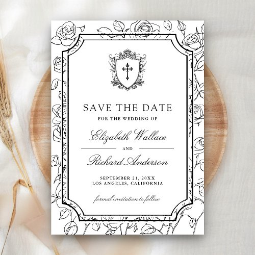 Victorian Black and White Catholic Wedding