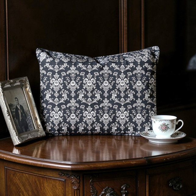 Victorian Black and White Damask Pattern Pillow Case (Creator Uploaded)