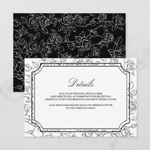 Victorian Black and White Line Art Wedding Details