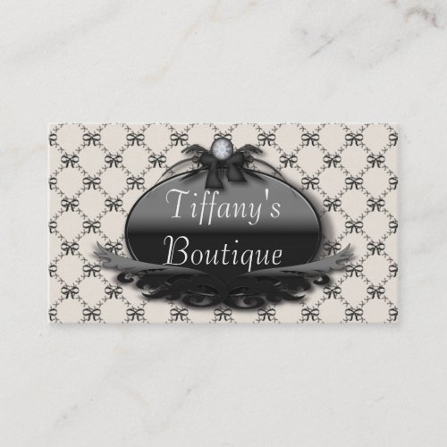 Victorian Black Bow Damask Fashion Business Cards