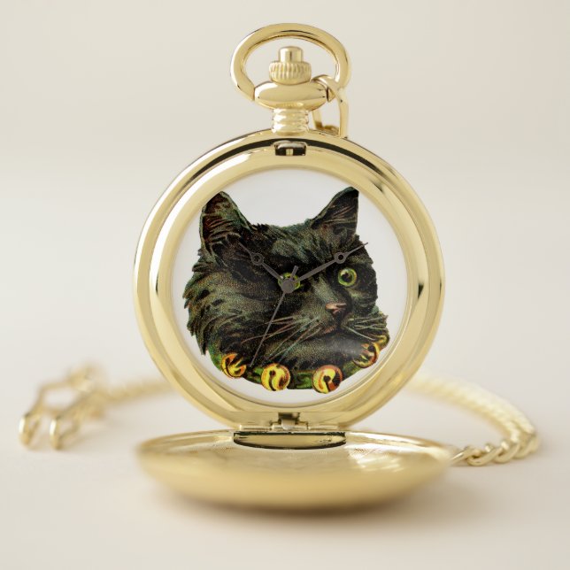 Victorian black cat pocket watch (Inside)