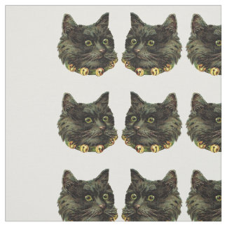 Victorian black cat with bell collar fabric