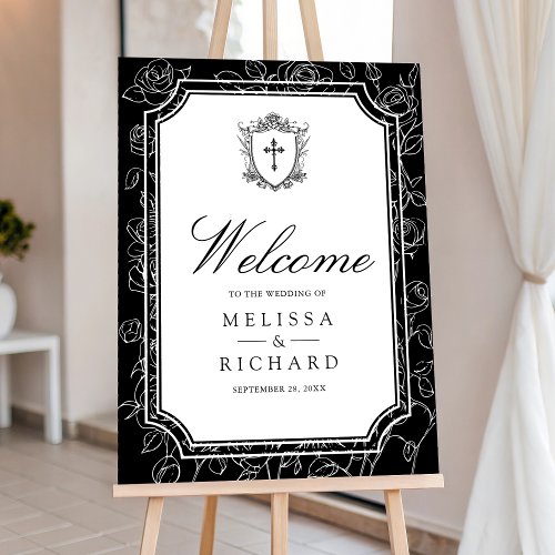 Victorian Black Catholic Wedding Welcome Sign