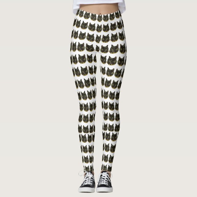 Victorian black cats print leggings (Front)