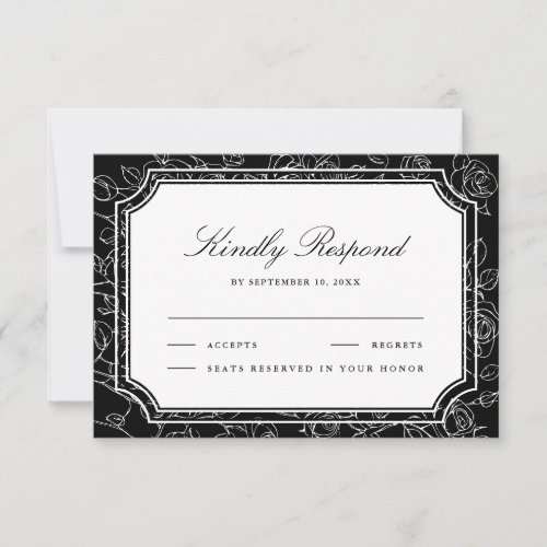Victorian Black Floral Line Art Wedding