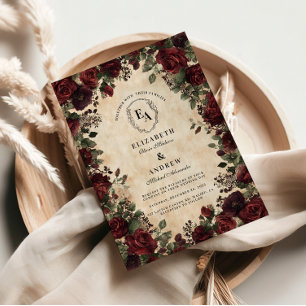 Victorian Black Lace Rose Wedding Invitation