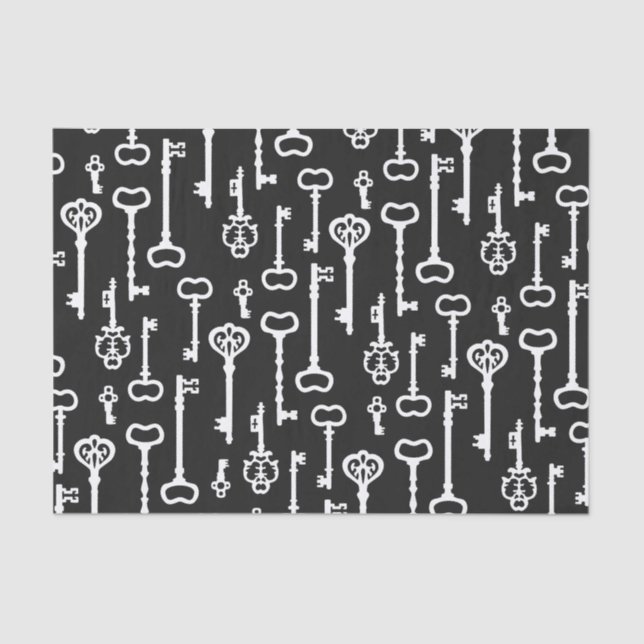 Victorian black & white Keys Tissue Paper (Front)